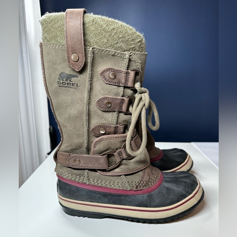 Sorel Green Joan of Arctic Premium Suede Waterproof Boots Size 7